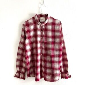 Leon & Harper Plaid Check Popover Long Sleeve Shirt Size Large